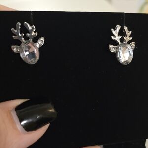 Silver Reindeer Stud Earrings